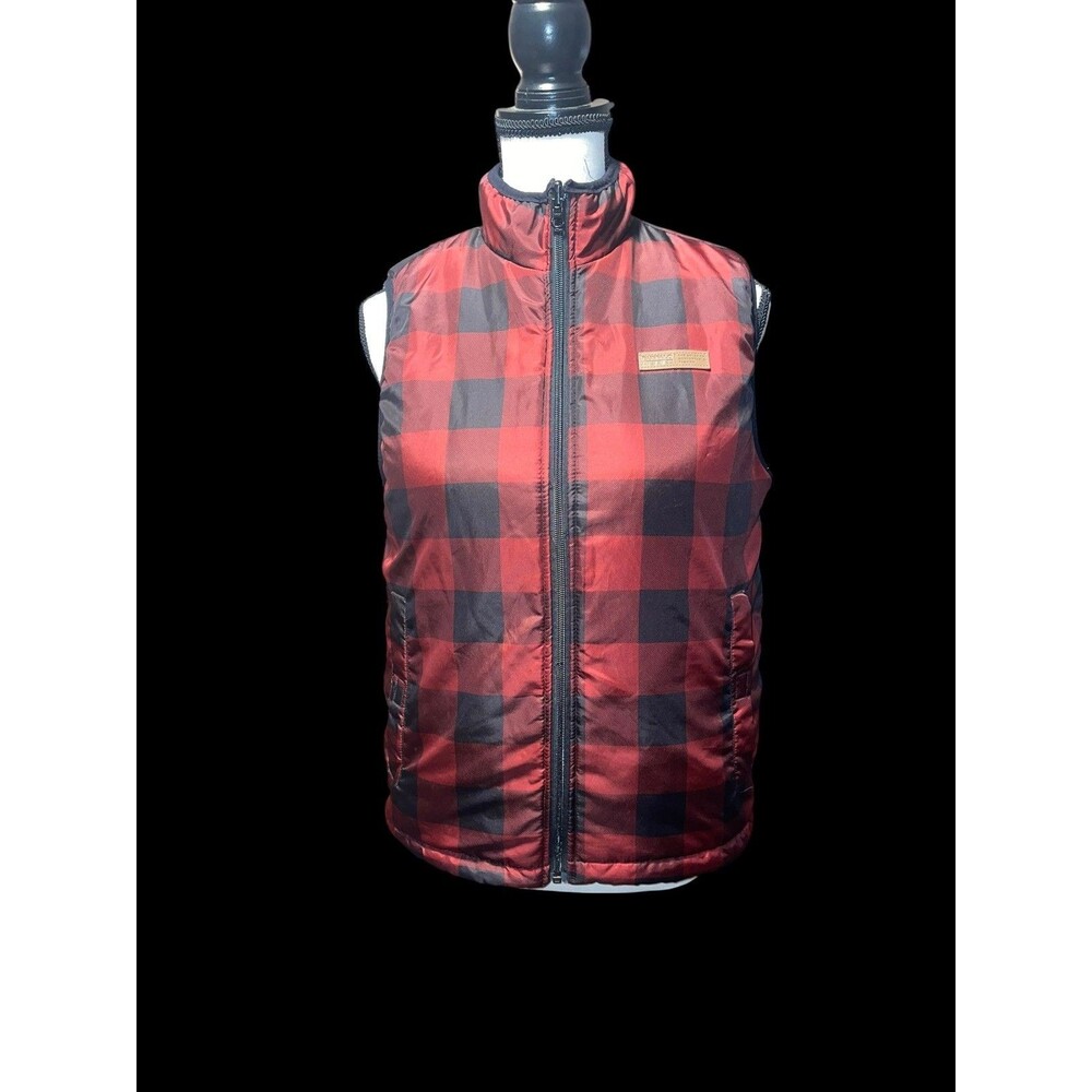 Buffalo David Bitton Women's M Red Gingham Plaid Check Puffer Vest Reversible
